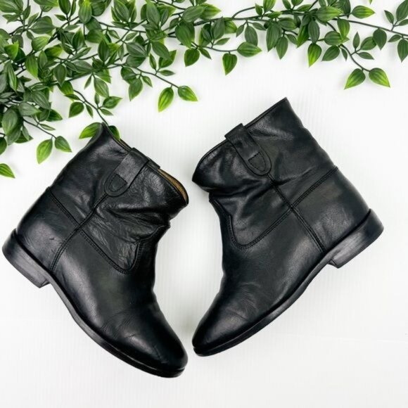 Isabel Marant Etoile Ankle Boots Womens Cluster Black Calfskin Leather Pull On - Picture 1 of 15